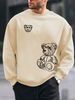 Men's Loose Casual Fashionable Cartoon Bear Print Round Neck Long Sleeved Sweatshirt For Autumn And Winter_viptrois.com