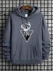 Men's Autumn And Winter Casual And Fashionable Loose Hooded Sweatshirt, Deer Print Warm Long Sleeved Pullover Sweater_viptrois.com