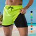New Men's New Flat-front Discreetly Concealing Double-layer Loose Swimming Pants That Dry Quickly, Large-sized, For Hot Springs And Beaches._viptrois.com
