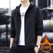 Men's Korean Streetwear Jacket - Oversized Fleece-Lined Zip Up Coat With Ribbed Hem, Trendy Spring/Fall Outerwear In Black/Grey/Red/Khaki/Mist Blue_viptrois.com
