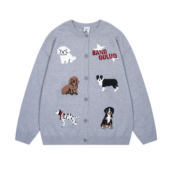 2026 Fun Dog Sweater Spring Round Neck Embroidered Cardigan Sweater T-shirt Men's And Women's Sizes Slim Fit Long Sleeve Solid Color Warm Bottom Shirt_viptrois.com