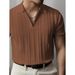 Men's Clothing Zipper Striped Knitted Short Sleeved Polo Shirt For Men, Slim Fit Top, High End Commuting Wear, T Shirt Bottoming_viptrois.com