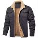 Men's Fleece-Lined Workwear Jacket - Stylish Winter Casual Coat With Multiple Pockets, Slim Fit, Long Sleeve (Black, Navy, Gray, Olive,_viptrois.com
