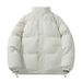 Unisex Streetwear Puffer Jacket – Oversized Winter Coat – Stand Collar – Solid Colors (Black/Beige/Grey/Brown/Pink) – Couple Matching (S-XXXL)_viptrois.com