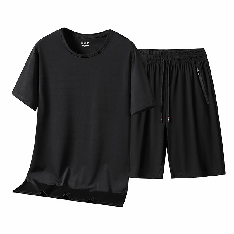 Men's Summer Sportswear Set Short Sleeve T-Shirt & Shorts Outfit Premium Breathable Casual Athletic Suit_viptrois.com