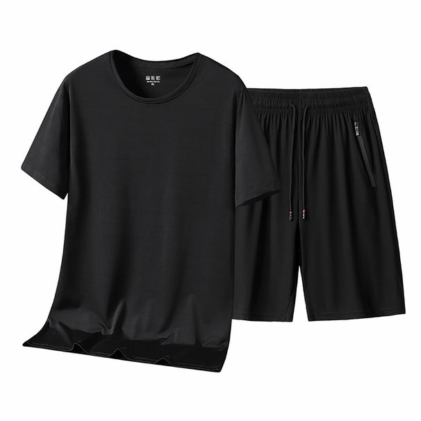 Men's Summer Sportswear Set Short Sleeve T-Shirt & Shorts Outfit Premium Breathable Casual Athletic Suit_viptrois.com