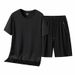 Men's Summer Sportswear Set Short Sleeve T-Shirt & Shorts Outfit Premium Breathable Casual Athletic Suit_viptrois.com