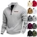 American Large Size Spring And Autumn Velvet Half Zipper Loose Stand-up Collar Pullover Solid Color Casual Sweater Men_viptrois.com