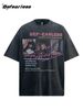 Men's Clothing High Street Washed Distressed Printed Letter Short Sleeved T Shirt Summer Men And Women Fashion Retro Loose Short Sleeved Top_viptrois.com