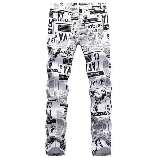 Men's Clothing supply of men's personalized printed men's jeans painted casual slim trendy nightclub singer trousers_viptrois.com