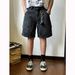 Men's Clothing Distressed Washed Elastic Denim Shorts Niche Deconstructed Design Yellow Mud Dyed Loose Versatile Shorts_viptrois.com