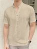 Men's Clothing Foreign Trade Summer New Men's Light Mature Style Hollow Solid Color Casual Short Sleeve Polo Shirt Tops Manufacturer_viptrois.com