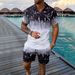 Men's Slim Fit Short Sleeve Suit - Zipper Lapel Shirt & Matching Shorts | Summer Casual Outfit_viptrois.com