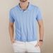Men's Short-Sleeve Knit Polo (100% Viscose, Relaxed Fit, Seagull Collar, Ribbed Hem, Breathable & Wrinkle-Resistant, Minimalist Casual Wear)_viptrois.com