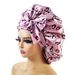 Women's Hats Tie Strap Sleeping Cap With Printed Wide Brim Oversized Satin Round Cap New Beauty Salon Hair Care Cap_viptrois.com