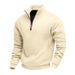 Cross-border Autumn And Winter New Men's Sweater Foreign Trade Casual Zipper Stand-up Collar Velvet Solid Color Men's Jacket_viptrois.com