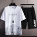 Men's Clothing New Fashion Trend Shorts Shorts Youth Two Piece Suit_viptrois.com