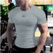 Men's Fitness Clothes Summer Sports Quick Drying Stretch Tights Short Sleeved Sweat Absorbent Training T Shirt Running Fitness Tops_viptrois.com