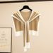 Women's Clothing Black And White Spring And Autumn Knitted Net Celebrity Shawl Female Outer Wear Air Conditioned Room Shoulder Guard False Collar_viptrois.com