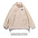 Men's Fleece Zip-Up Jacket – Streetwear Stand Collar Coat With Patch Detail (Black/Green/Khaki, M-3XL)_viptrois.com