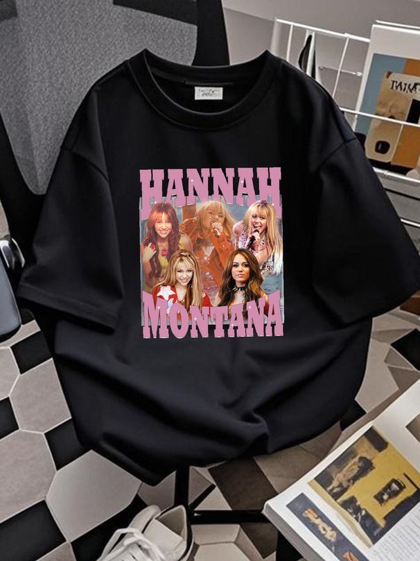 Hannah Montana Homage Tshirt, Hannah Montana Merch Gift TE2231 Breathable Top For Everyday Wear Graphic Homme Unisex Soft Slightly Stretched_viptrois.com