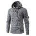 Loom Cross-Border 2025 Autumn Winter European American Men's Hooded Leather Button Long Sleeve Pullover Knitted_viptrois.com