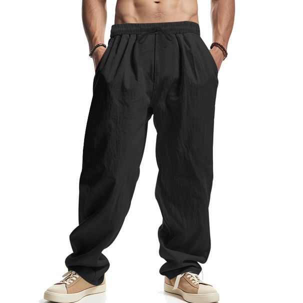 Men's Clothing Four Seasons Men's Casual Pants Loose Casual Linen Hip Hop Beach Sports Wide Leg Pants Men_viptrois.com