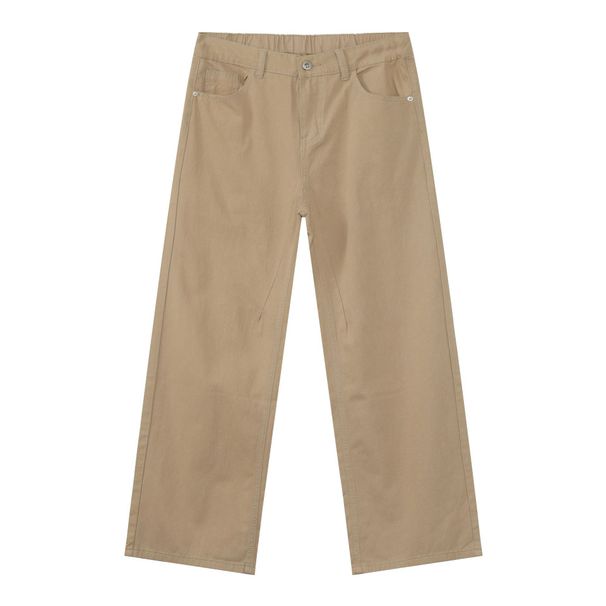 Nirben Jeans Versatile Casual Pants Semi Elastic Waist Merard Loose Straight Leg Trousers for Men And Women_viptrois.com