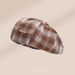 New Autumn Winter Artistic Octagonal For Women Korean Version Trendy Plaid Forward Painter Face Slimming Beret Hat_viptrois.com