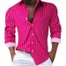 Men’s Clothing Autumn And Winter Men's Striped Lapel Cardigan Hot Sale Striped Long Sleeve Shirt_viptrois.com