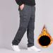 Men's clothing with fleece overalls men's loose straight leg casual pants_viptrois.com