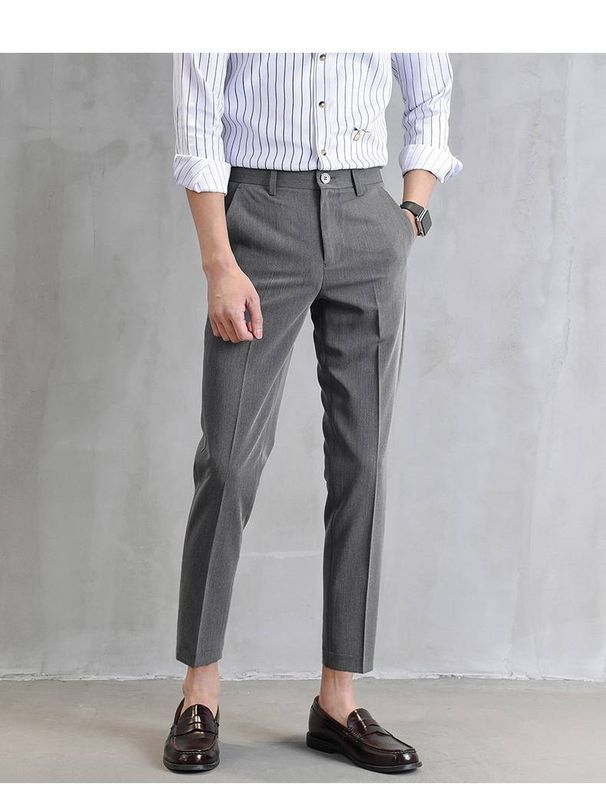 Men's Clothing Men's Suit Pants Nine Point Straight Slim Fit Slim Fitting Casual Drop Feel Men's Suit Pants_viptrois.com