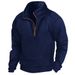 2025 Fashion Outerwear Men's Stand Collar Half Zipper Pure Color Long Sleeve Casual Sport Slim Sweatshirts_viptrois.com
