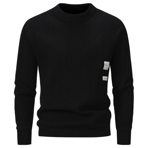 2026 High Quality Fashion Knitwear Pullovers Men's Round Collar Patch Long Sleeve Casual Straight Type Knit Sweater_viptrois.com