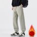 Retro Fleece-Lined Sweatpants – Relaxed Fit Cotton-Polyester Joggers With Drawstring Waist (28-38, Charcoal/Black/Oatmeal)_viptrois.com