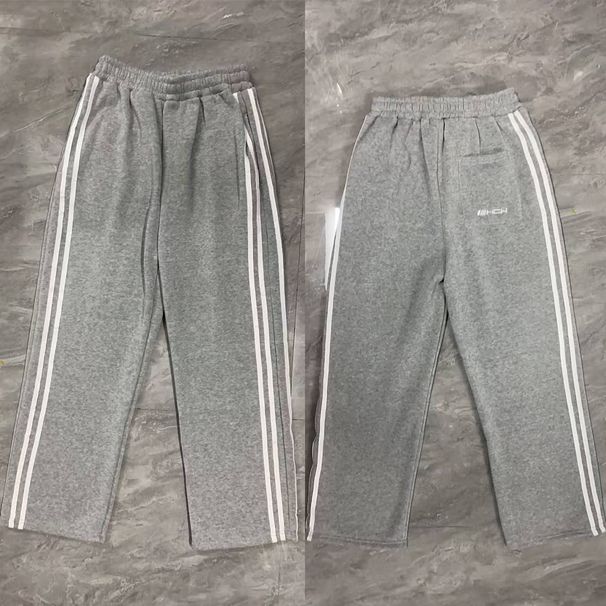 Hip-hop Fashion Brand Striped Embroidered Zipper Hooded Sweatshirt And Sweatpants Two-piece Set, Unisex Casual Suit_viptrois.com