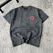 Men's Summer Short-Sleeved T-Shirt Breathable Cotton Blend Round Neck Vintage High Street Style Solid Color Five-Point Sleeve Shirt_viptrois.com