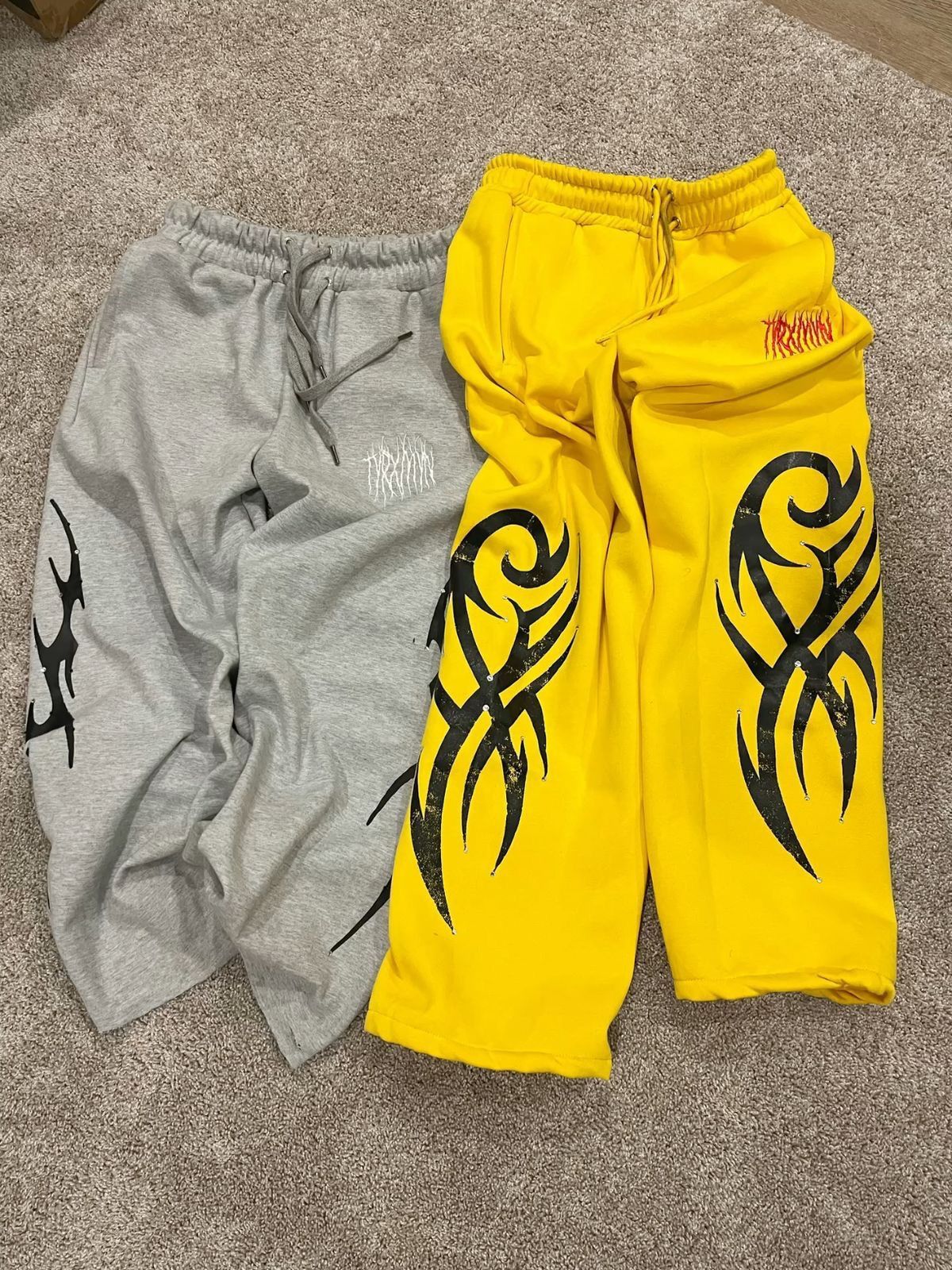 Elastic Waist Wide Leg Sweatpants Men's Fashion Retro Hip Hop Rap Street Print Casual Trousers_viptrois.com
