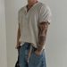 Men's Clothing Waffle Short Sleeved T Shirt Simple Bottoming Top Light Breathable Side Slit T Shirt_viptrois.com