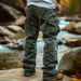 Men's Clothing Corduroy Casual Pants Men Autumn Retro Loose Workwear Pocket Hem Elastic Windproof Design Trousers_viptrois.com