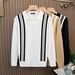 Men's British Retro Stripe Knit Polo Shirt – Slim Fit Collared Sweater For Autumn/Winter, Business Casual Style_viptrois.com