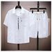 Men's Clothing Summer Ice Silk Suit For Men, Handsome Trendy Short-sleeved Shirt And Shorts, A Set Of Plaid Thin Sports And Leisure Two-piece Suit_viptrois.com