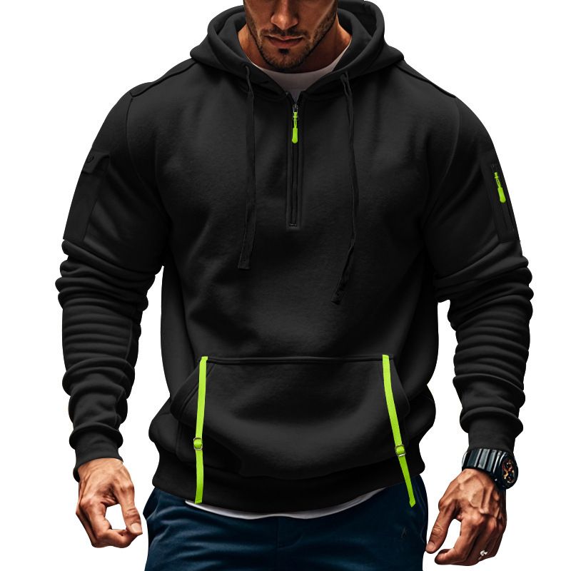 Men's Clothing Casual Multi zipper Arm Pocket Sweater Pullover Large Size Plus Velvet Hoodie Men_viptrois.com
