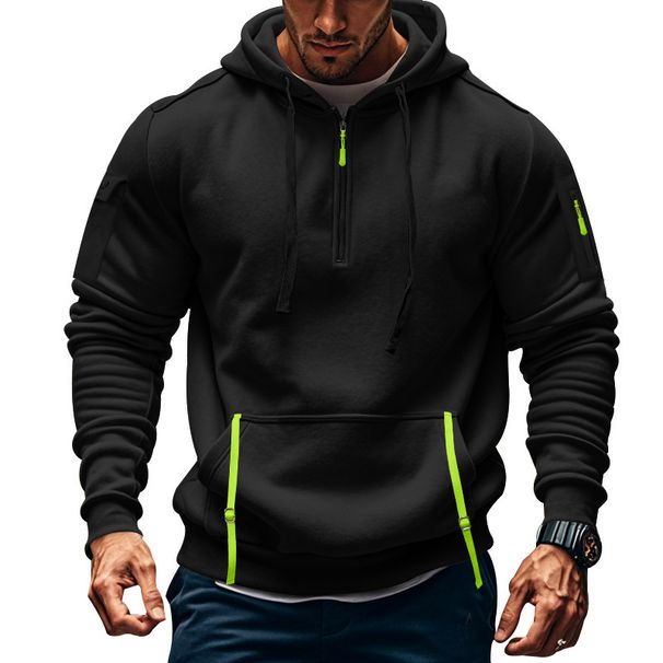 Men's Clothing Casual Multi zipper Arm Pocket Sweater Pullover Large Size Plus Velvet Hoodie Men_viptrois.com