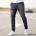 Cross-Border European And American Men's Slim-Fit Stretch Ripped Skinny Jeans For Men_viptrois.com