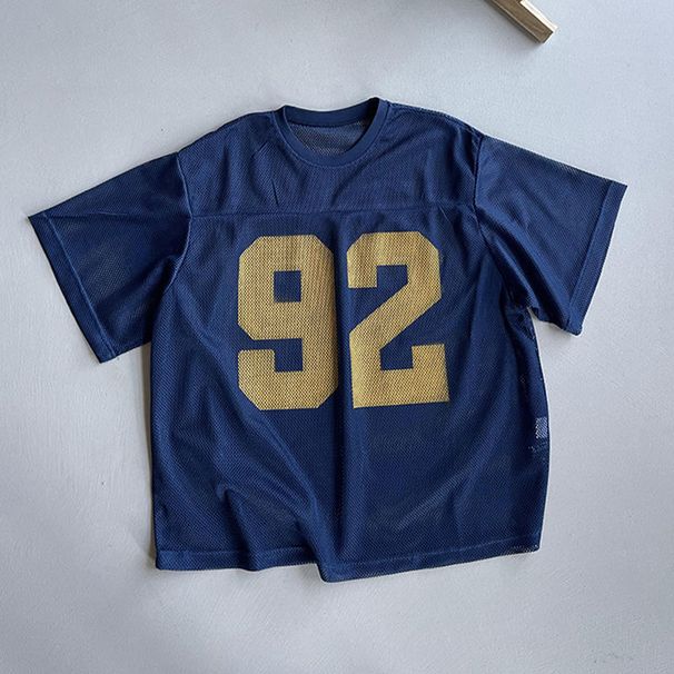 Men's Clothing Extra Large Size 300 Catties Summer Retro Loose Silhouette Short Sleeved Men's Breathable Mesh Printed Hollow Round Neck Jersey_viptrois.com