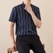 Summer Ice Silk Seamless Short-sleeved Vertical Striped Polo Shirt Men's Business Casual Elastic Non-ironing Quick-drying Half-sleeved Lapel T-shirt_viptrois.com