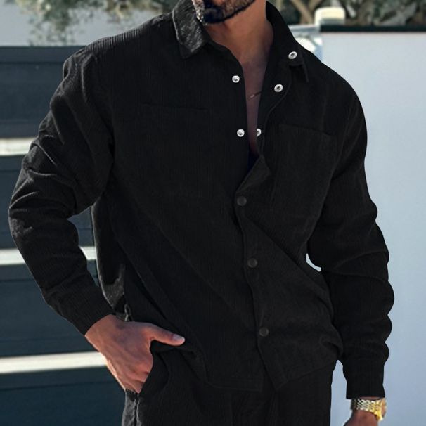Men's Shirt 2025 New Multi-bag Slim-fit Cardigan Corduroy Casual Men's Jacket Top Trendy Tooling_viptrois.com