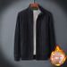 2025 Men's Jacket With Fleece, Knitted Cardigan, Stand Collar, Loose Fit, Winter Outerwear Sweater_viptrois.com