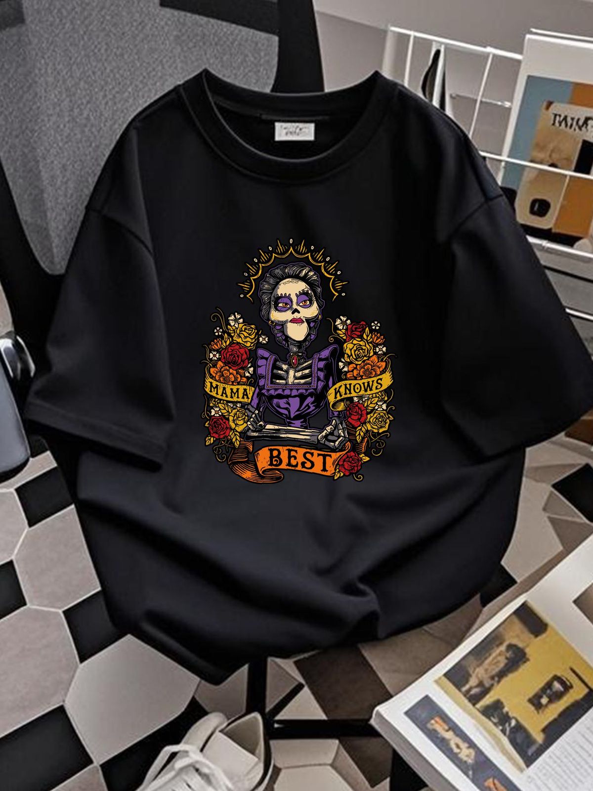 Gothic Skeleton Unisex T-Shirt Biker Skull Rock Punk Death Dead Grunge Horror Breathable Designer Clothes Soft Homme Stylish Versatile Fashion_viptrois.com